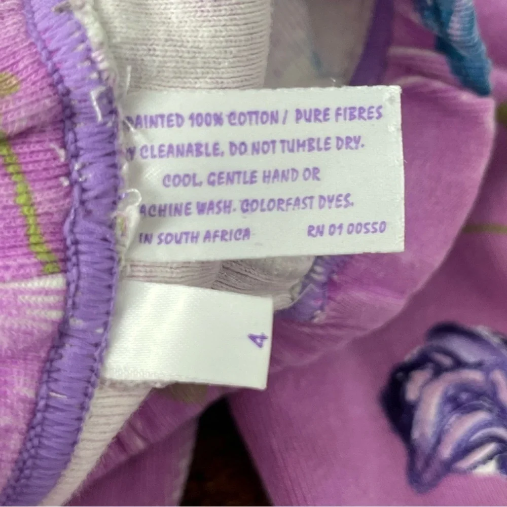 Indygo Artwear pink & purple handpainted floral ruffled 2 piece set, size 4.